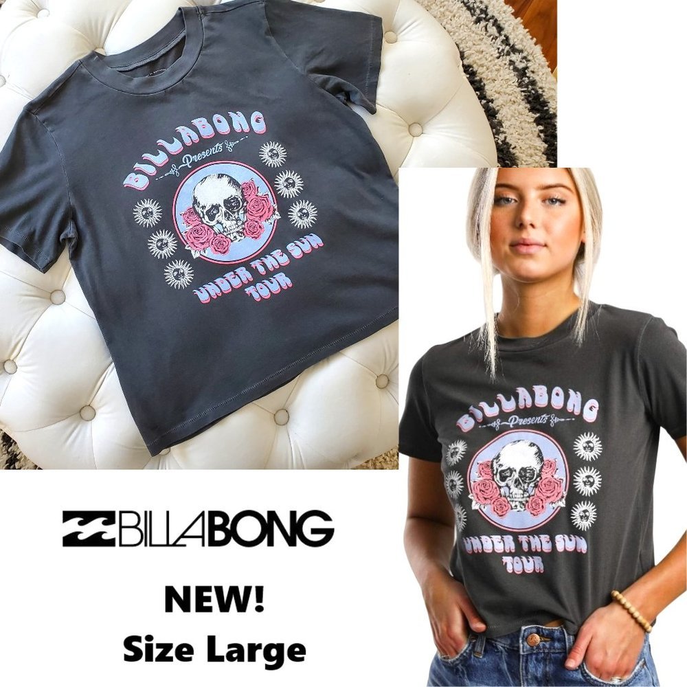 NEW! 🔥🔥BILLABONG Under The Sun Tour CROP GRAPHIC TEE SHIRT🔥🔥 Size L